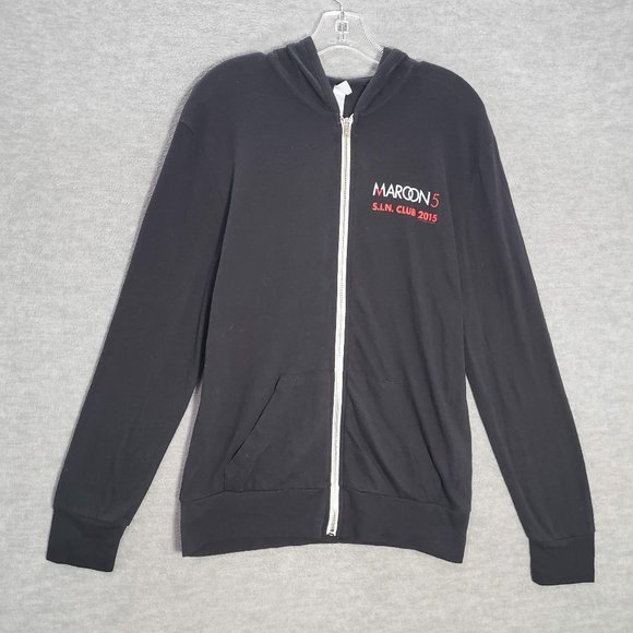Maroon 5 Women Sweatshirt Medium Black Hoodie Logo S.I.N‎ Club 2015 Graphic - Picture 1 of 7